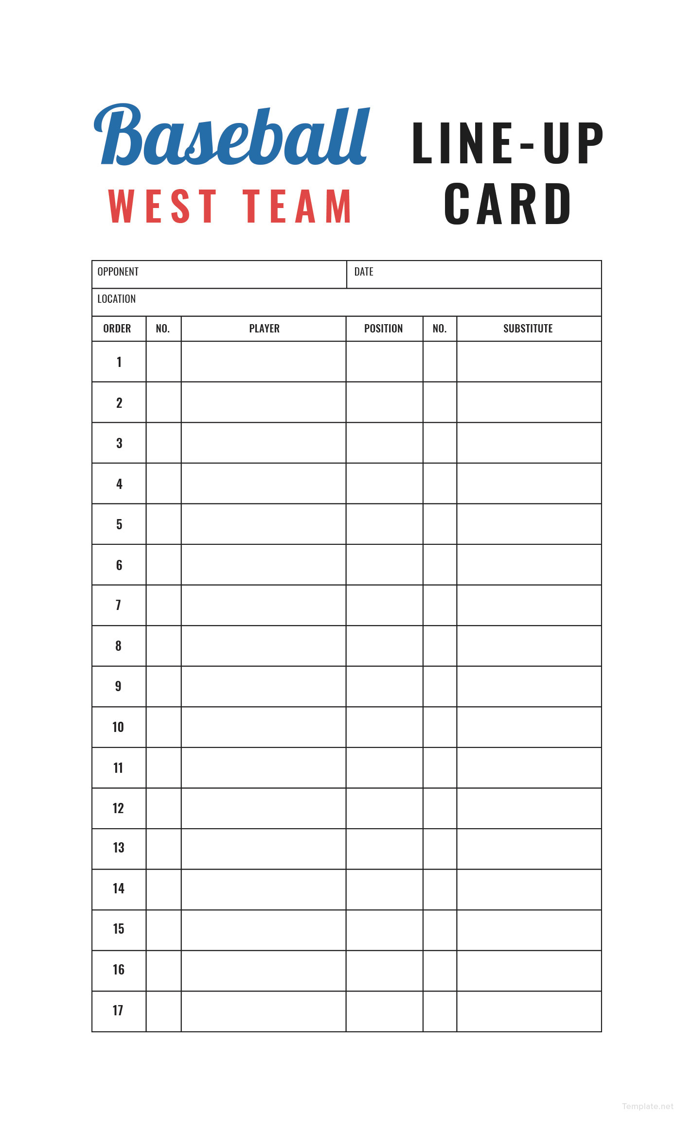 Softball Lineup Cards Printable