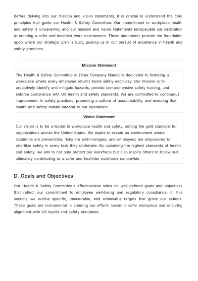 Free Health & Safety Committee Strategic Plan Template to Edit Online
