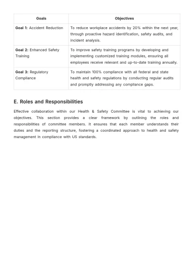Free Health & Safety Committee Strategic Plan Template to Edit Online