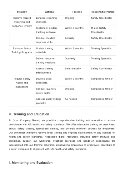 Free Health & Safety Committee Strategic Plan Template to Edit Online