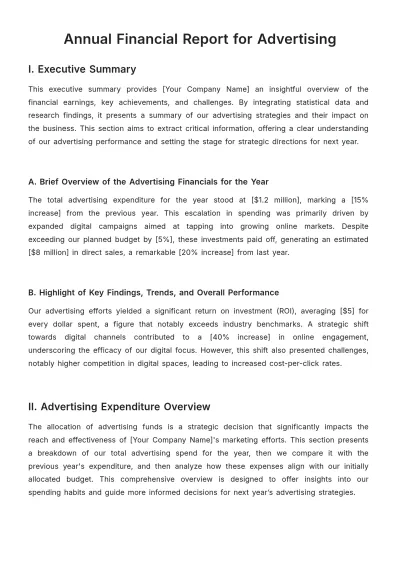 Free Annual Financial Report for Advertising Template to Edit Online