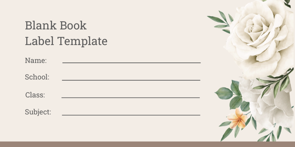 Blank Book Label Template