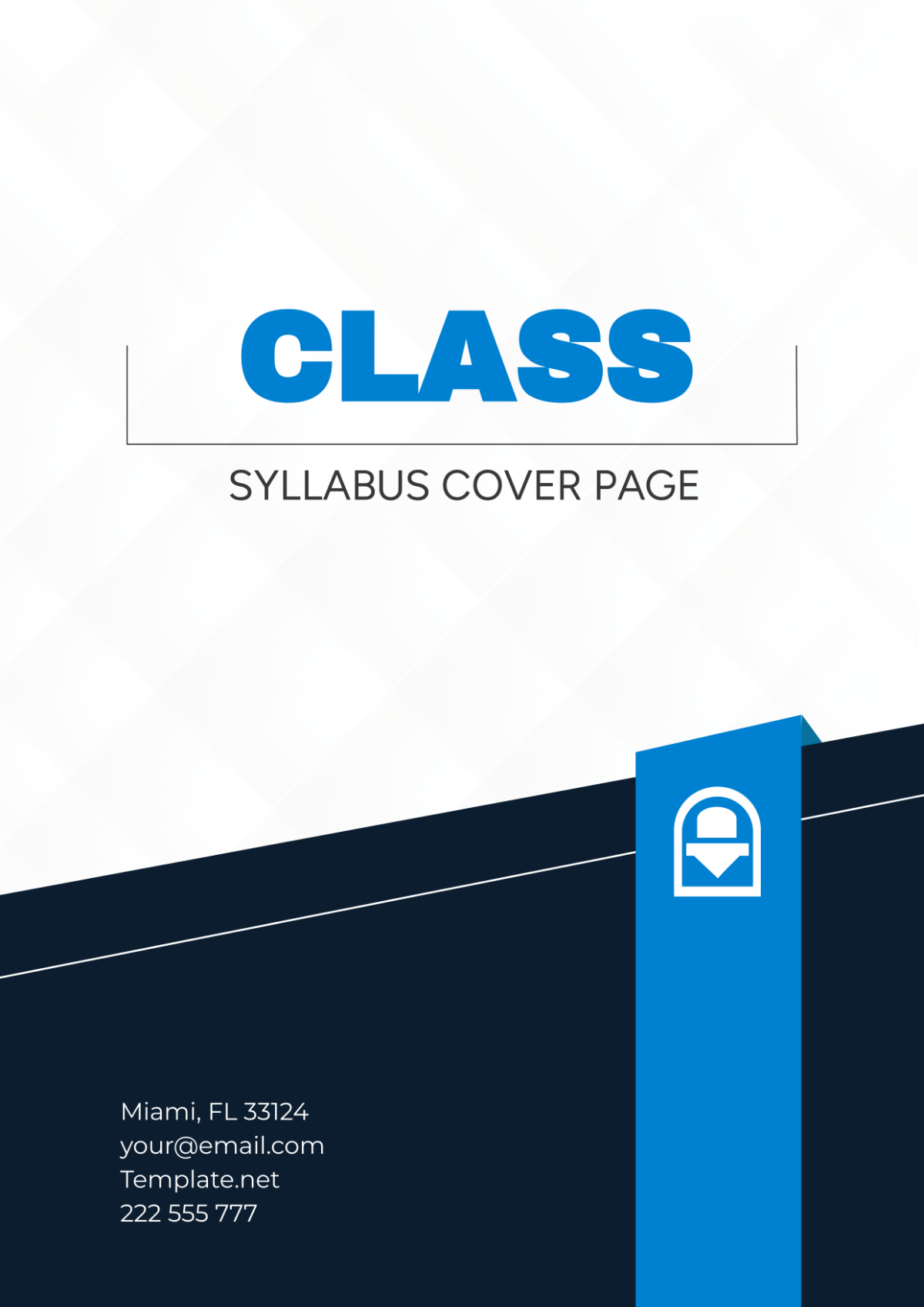 Class Syllabus Cover Page Template