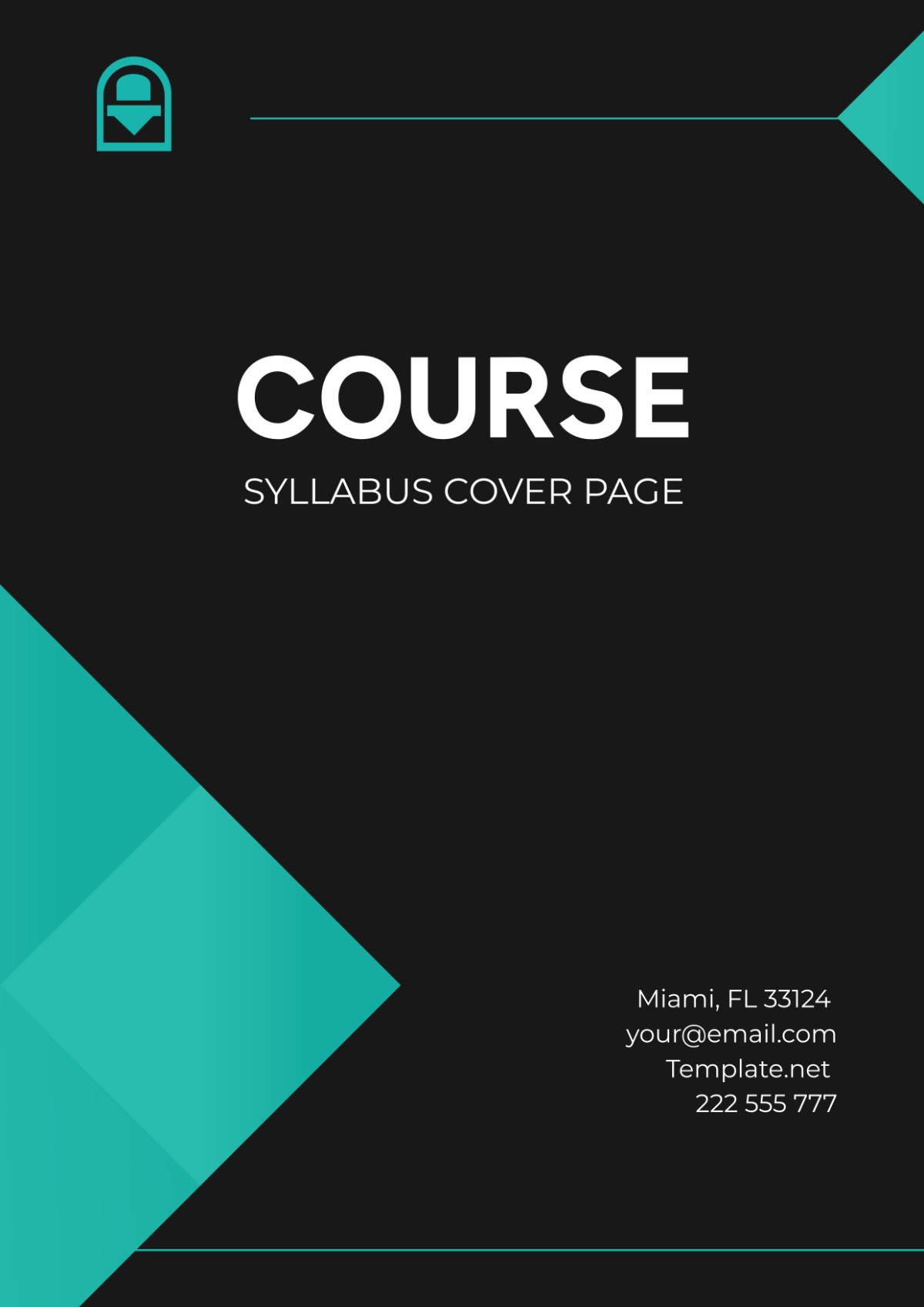 Course Syllabus Cover Page Template