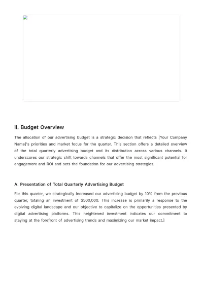 Free Advertising Quarterly Budget Management Report Template to Edit Online