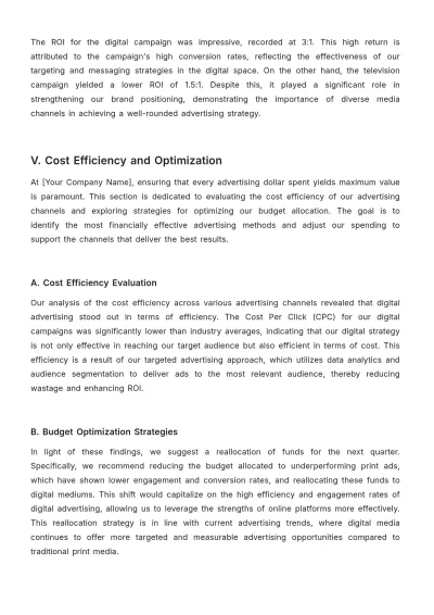 Free Advertising Quarterly Budget Management Report Template to Edit Online