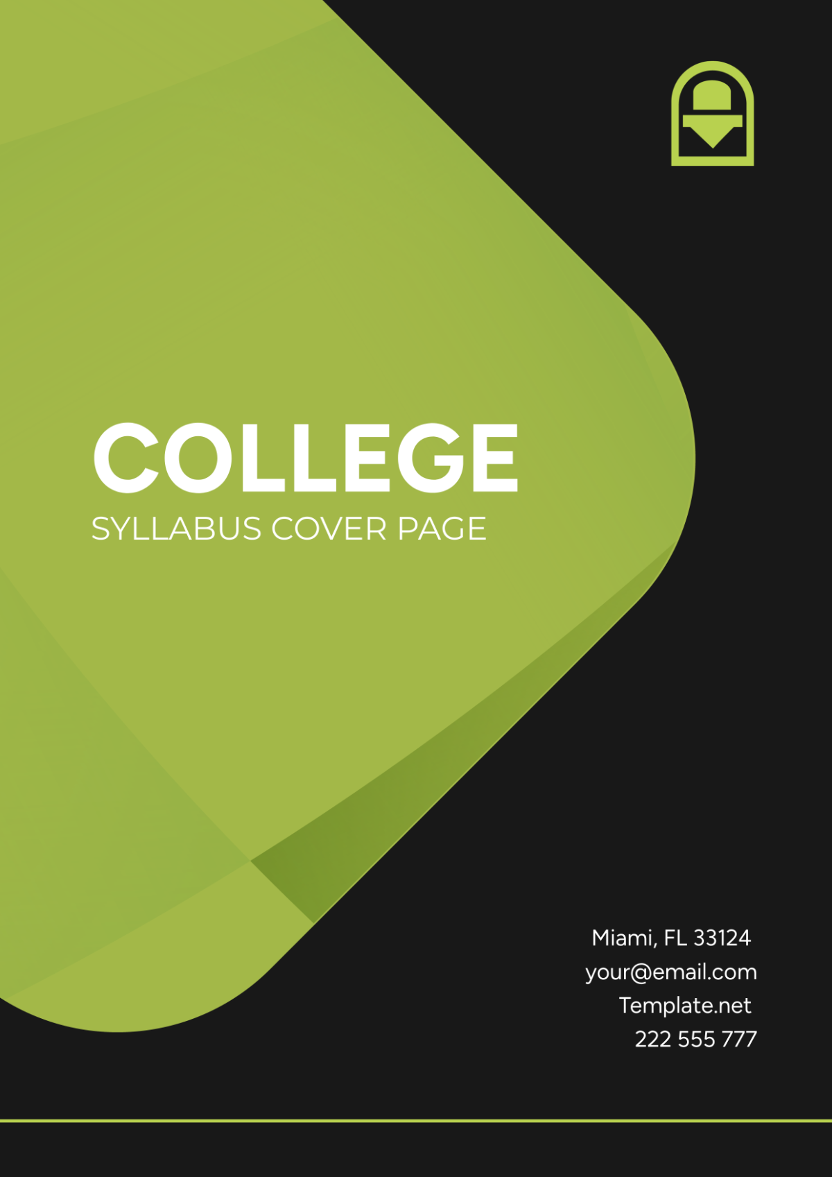 College Syllabus Cover Page Template