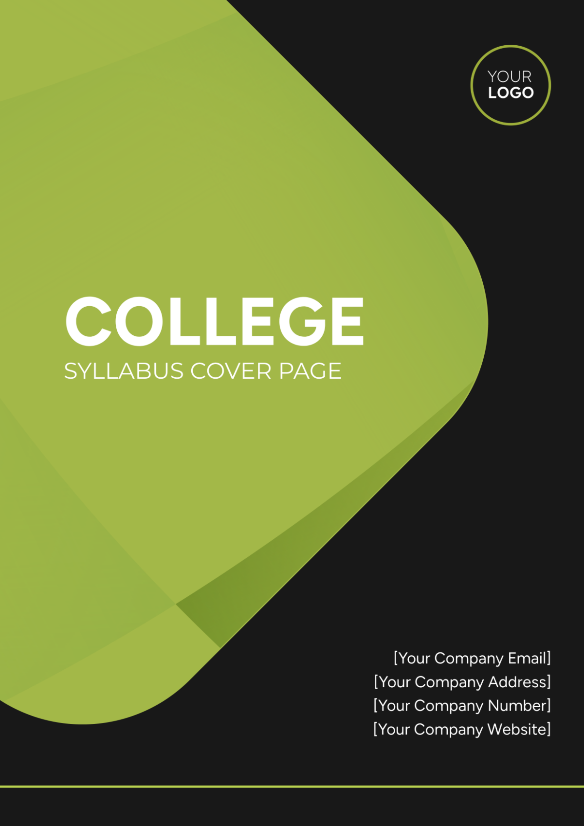 College Syllabus Cover Page