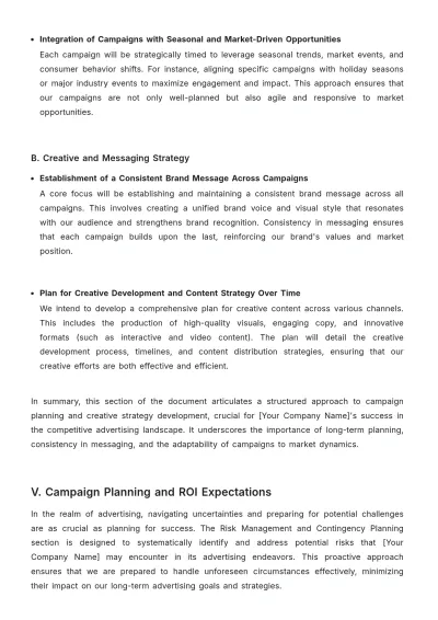 Free Advertising Long-term Financial Planning for Campaigns Template to Edit Online