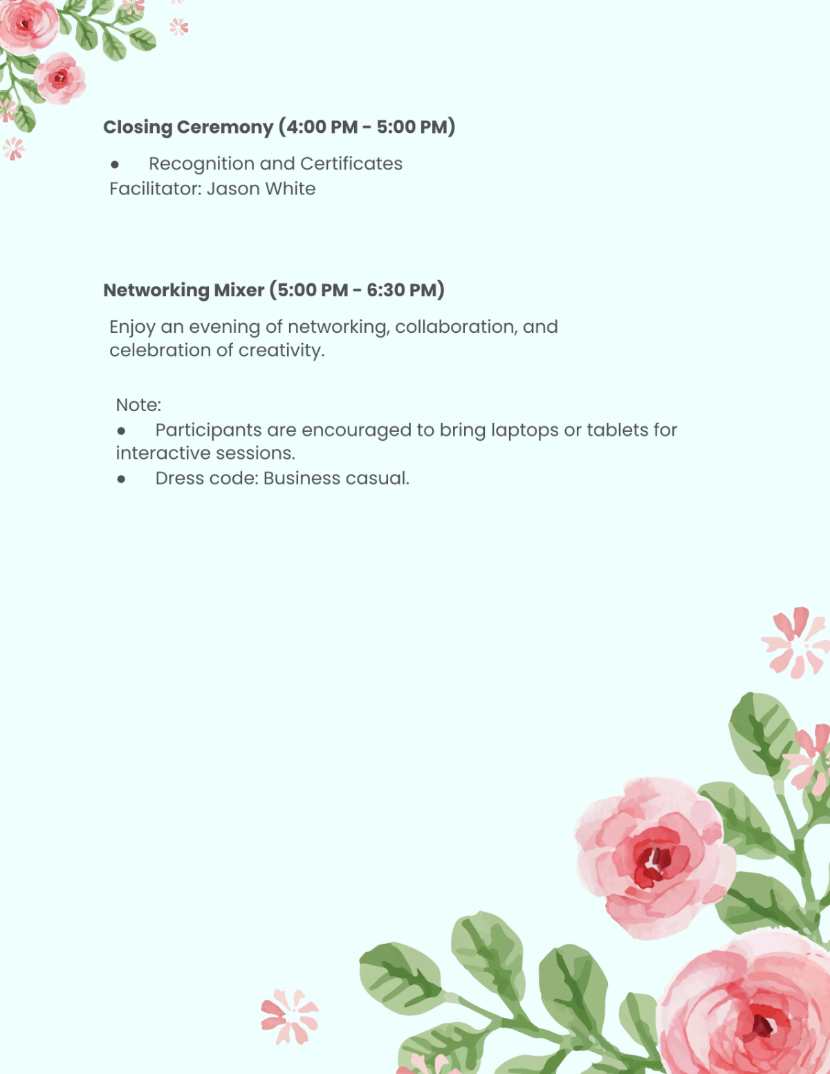 Free Workshop Program Template to Edit Online