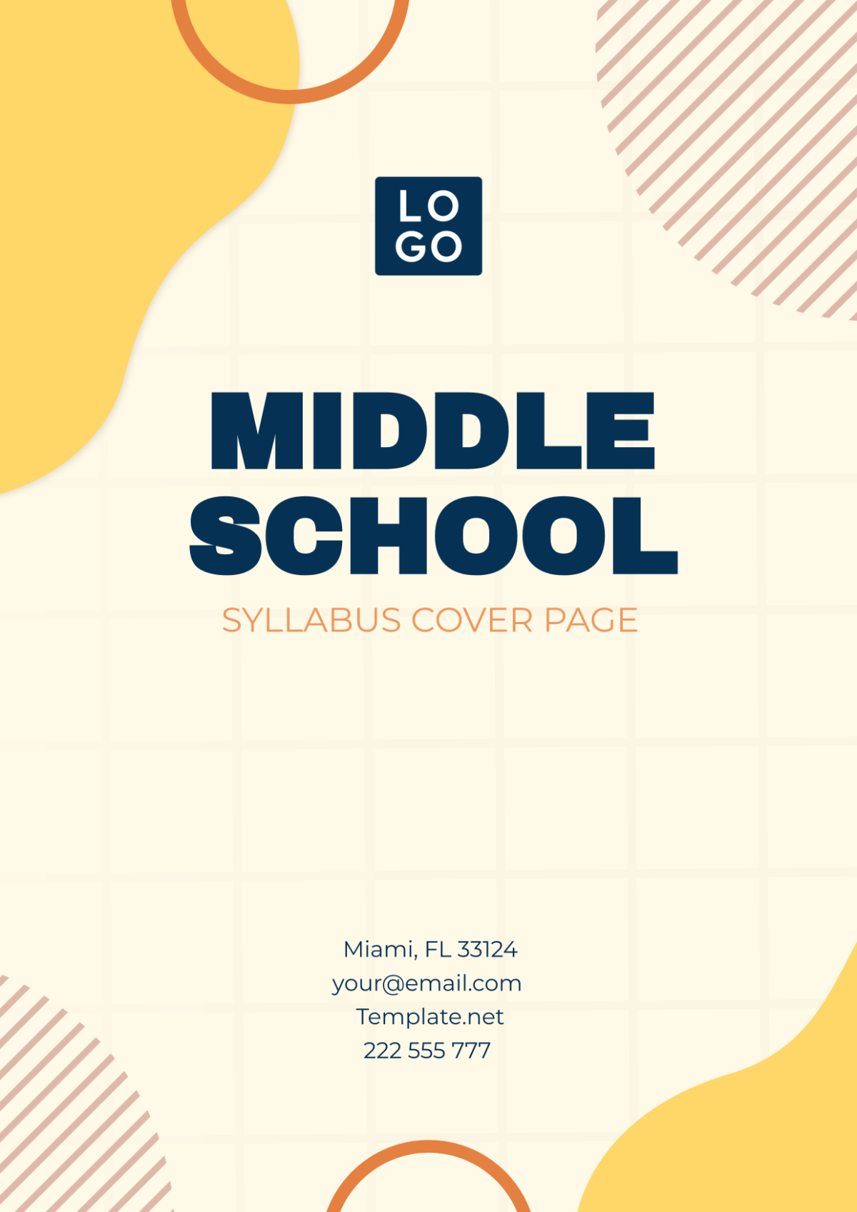 Middle School Syllabus Cover Page Template