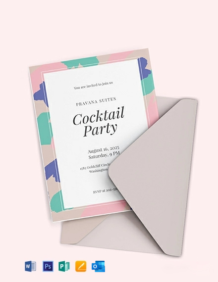 FREE Cocktail Party Invitation Template - Word | PSD | InDesign | Apple (MAC) Pages | Publisher