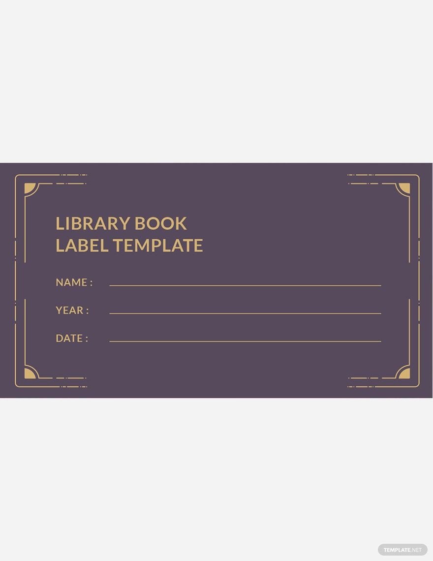 Library Book Label Template