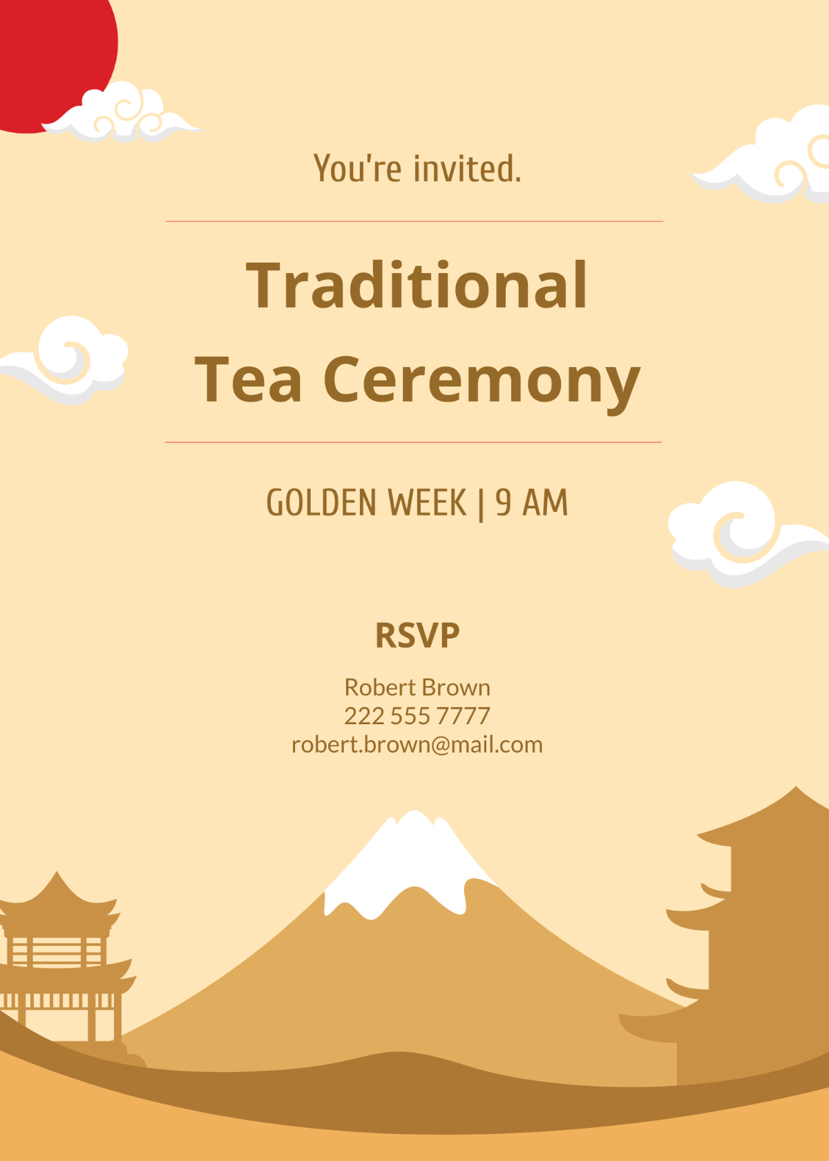 Golden Week Invitation Card Template - Edit Online & Download