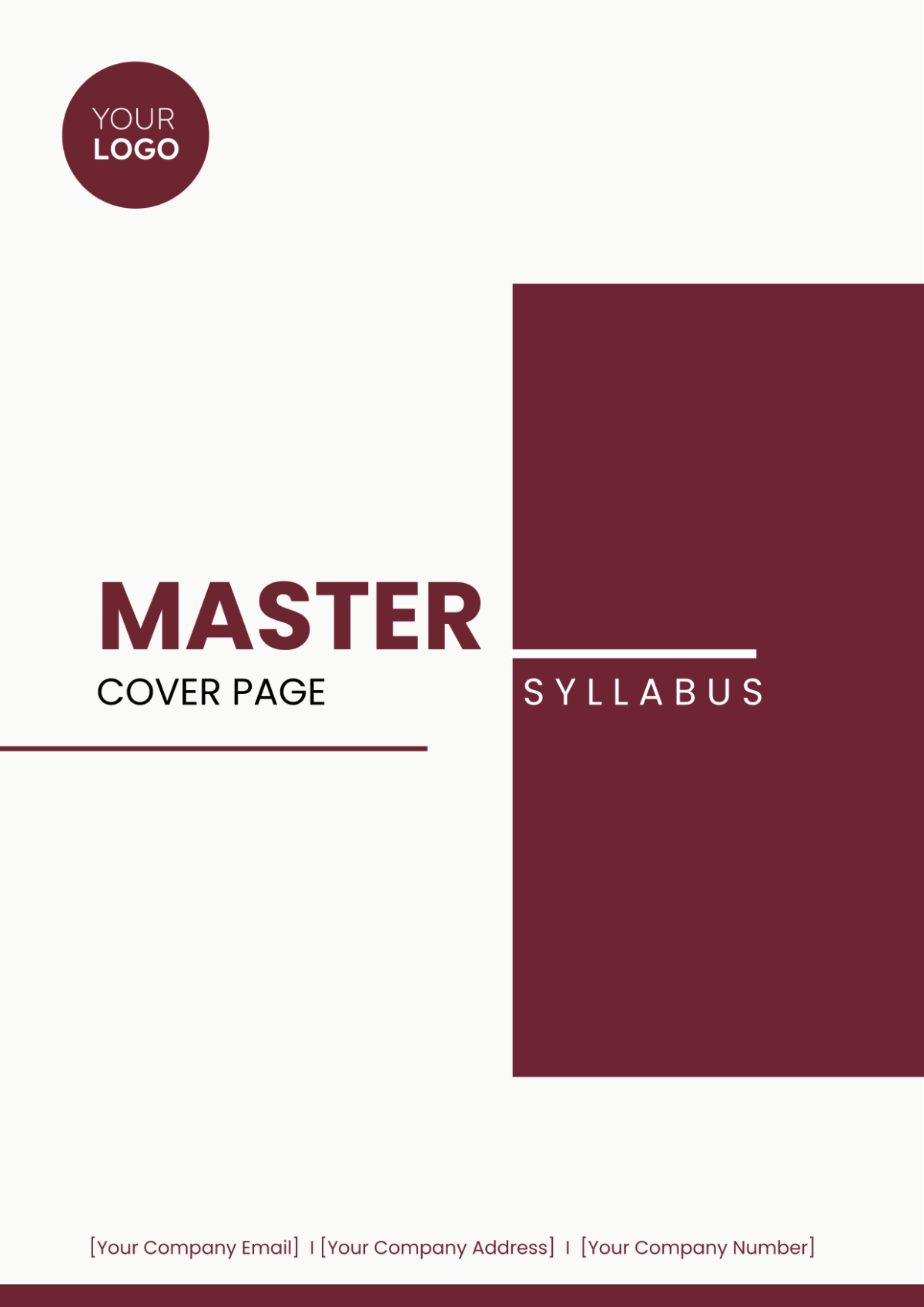 Master Syllabus Cover Page