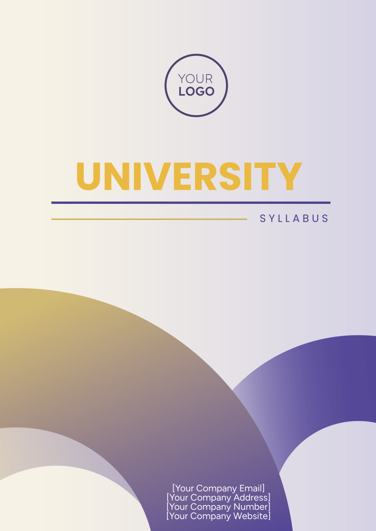 University Syllabus Cover Page