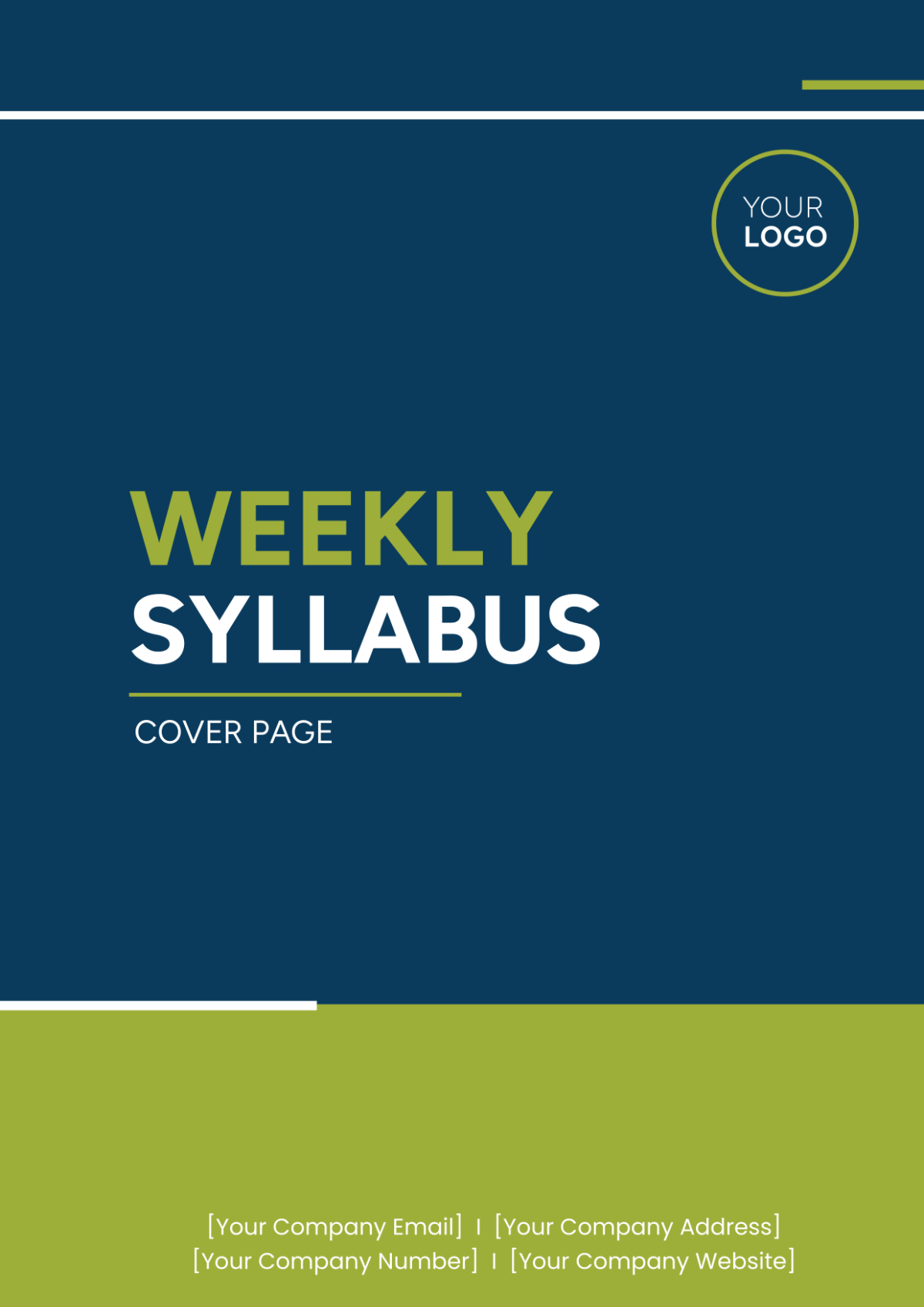 Weekly Syllabus Cover Page