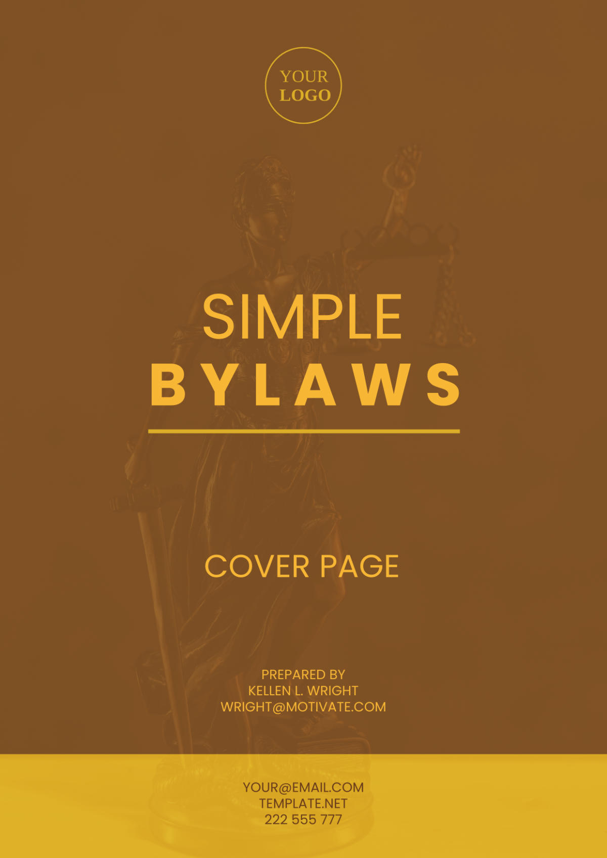 Simple Bylaws Cover Page