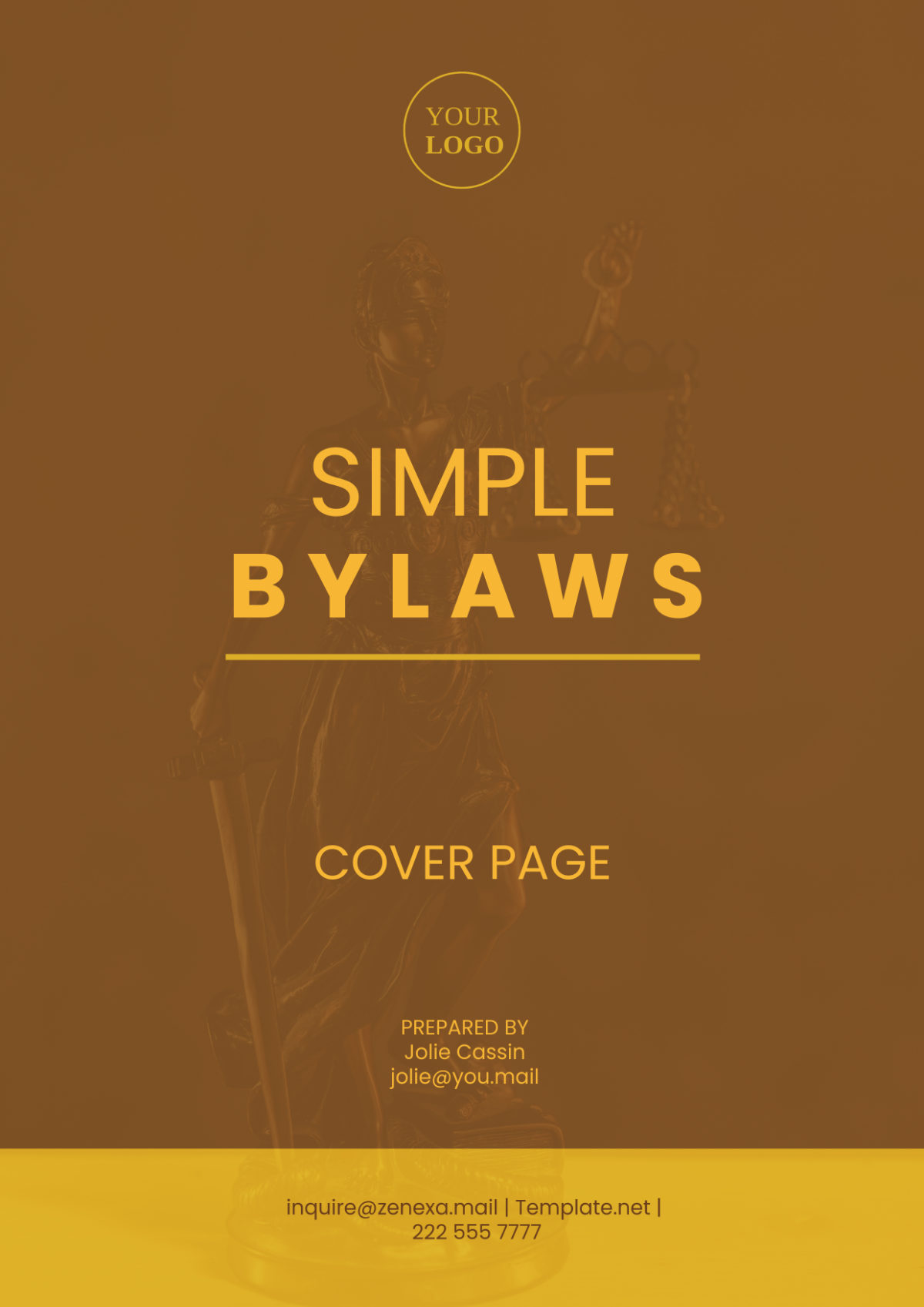 Simple Bylaws Cover Page Template - Edit Online & Download