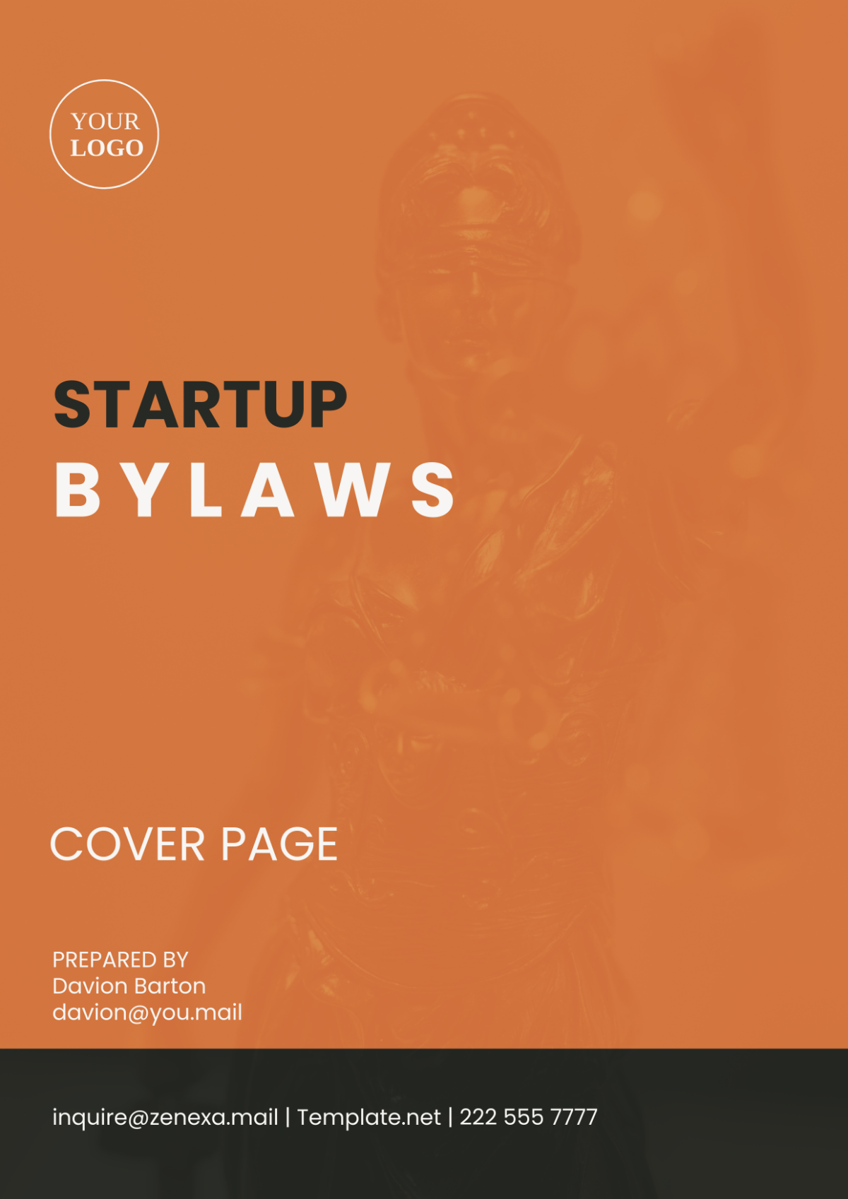 Startup Bylaws Cover Page Template - Edit Online & Download