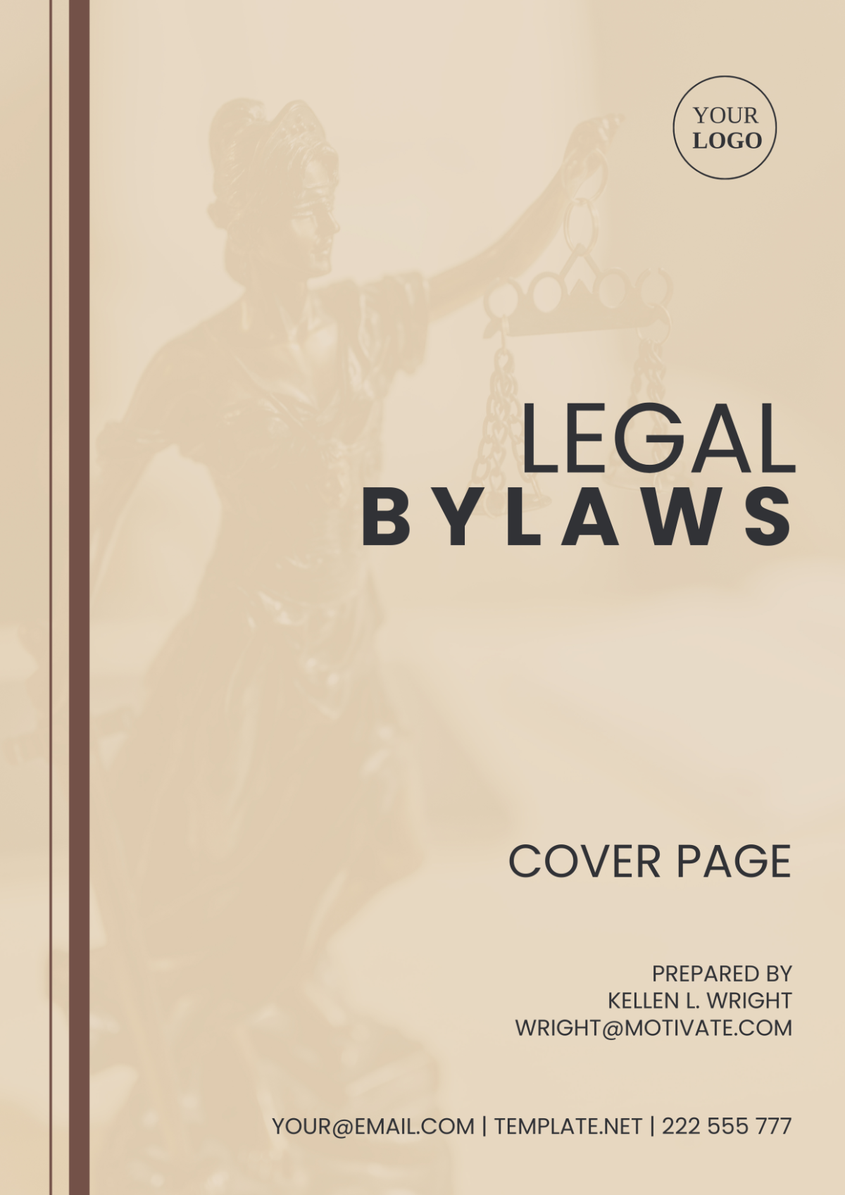 Legal Bylaws Cover Page Template