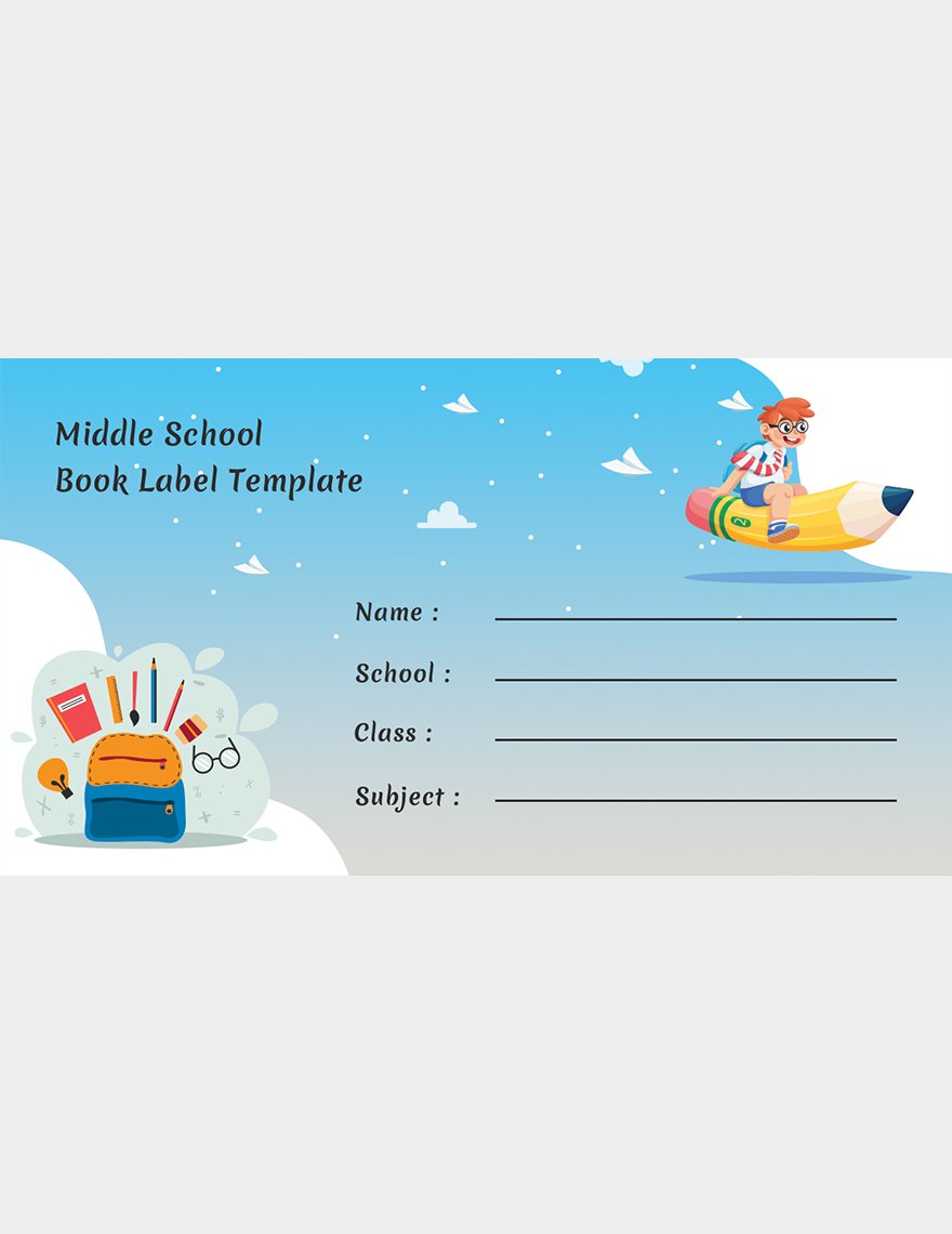 Middle School Book Label Template