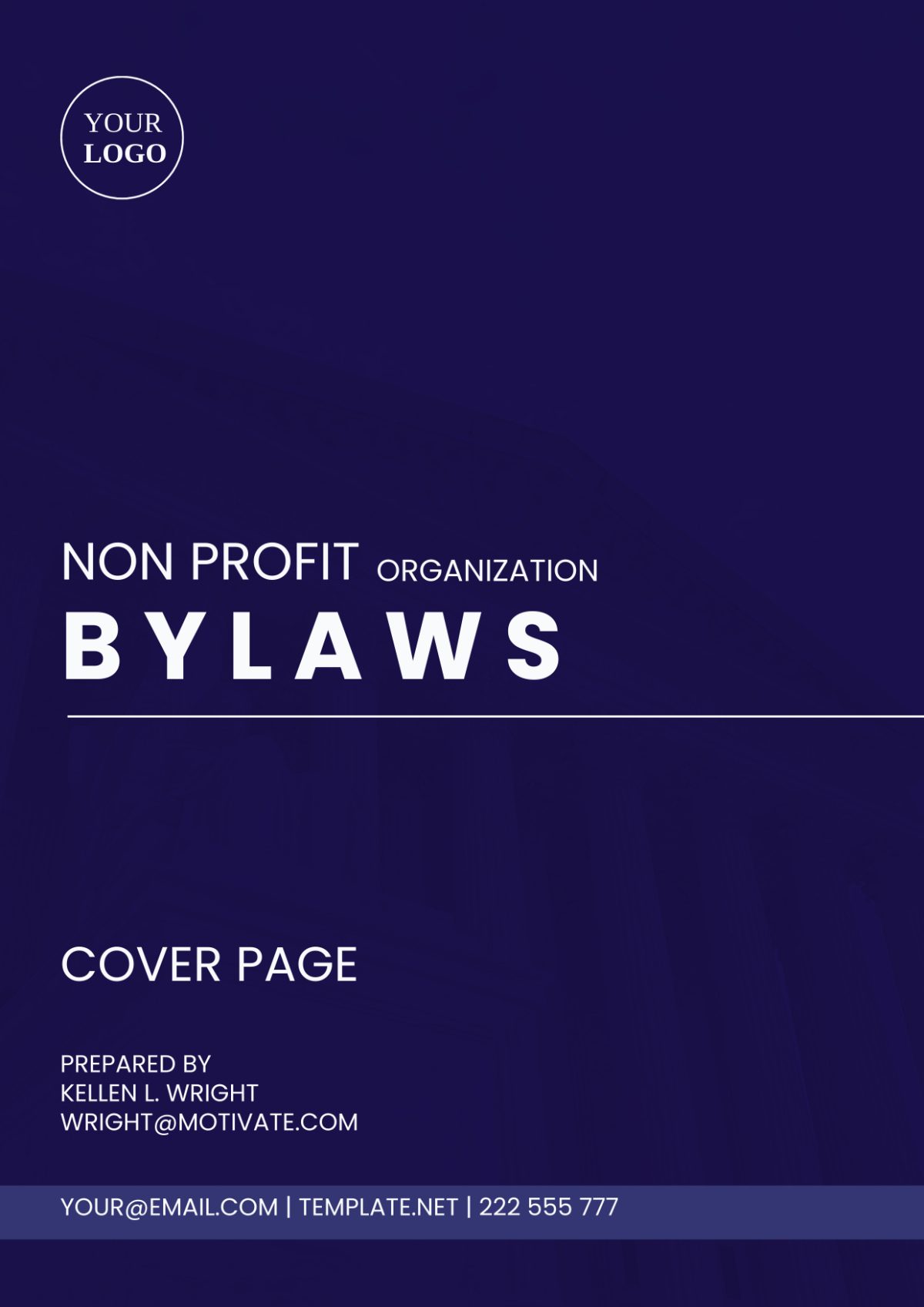 Non Profit Organization Bylaws Cover Page Template
