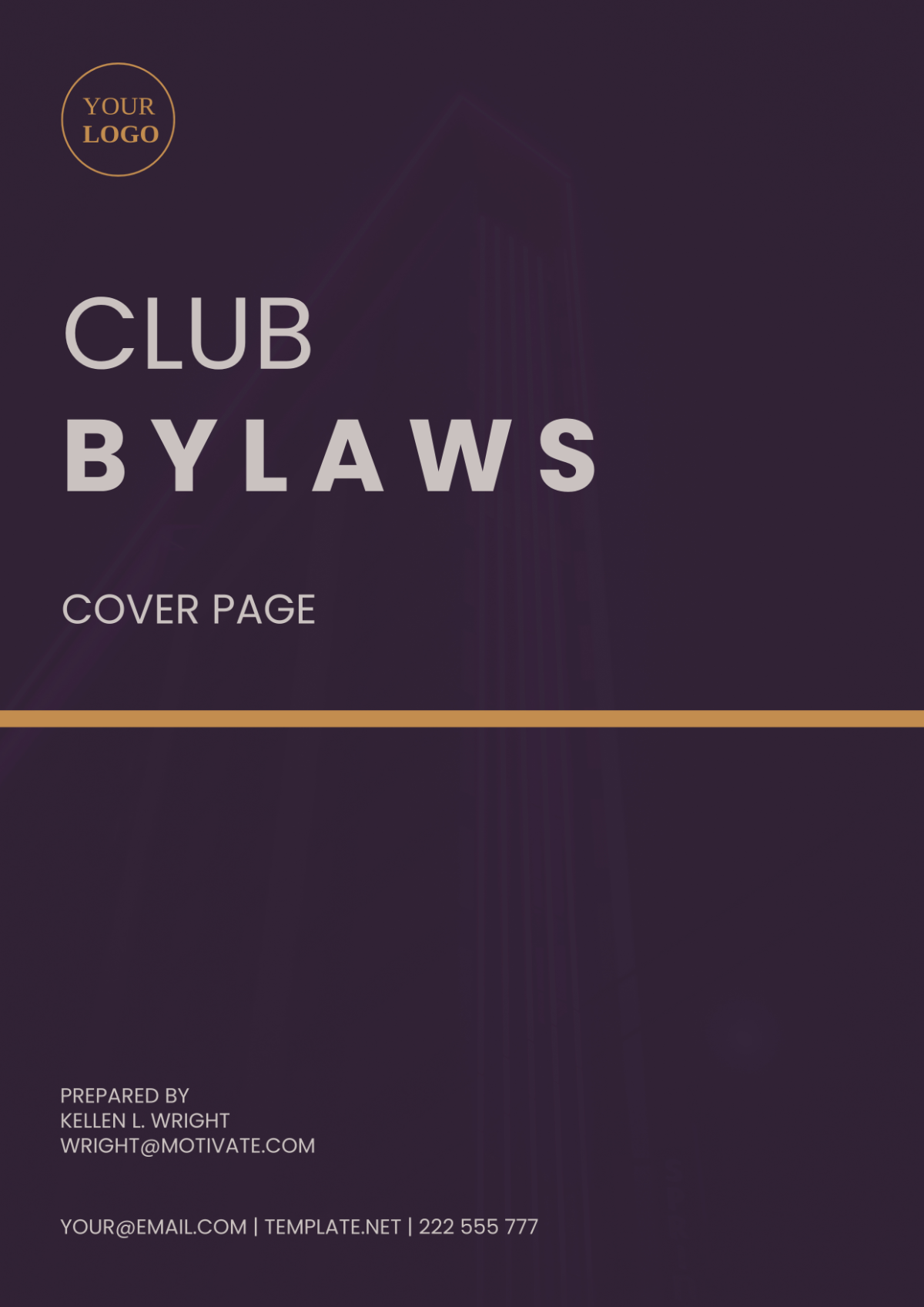 Club Bylaws Cover Page Template