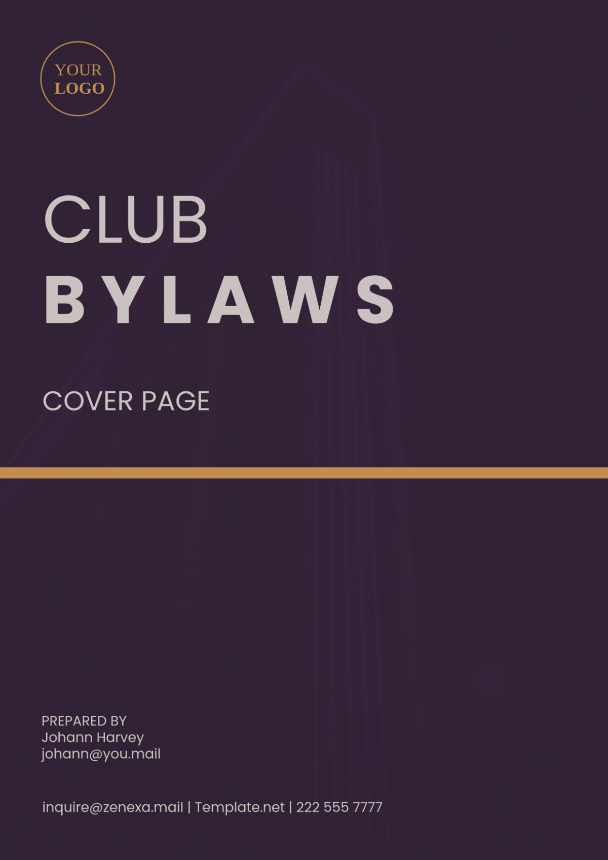 Club Bylaws Cover Page Template - Edit Online & Download