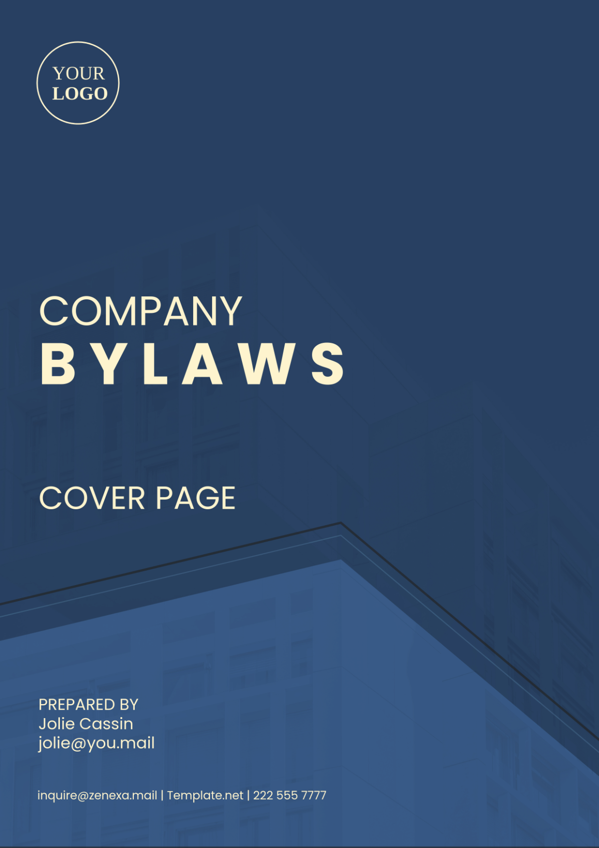 Company Bylaws Cover Page Template - Edit Online & Download