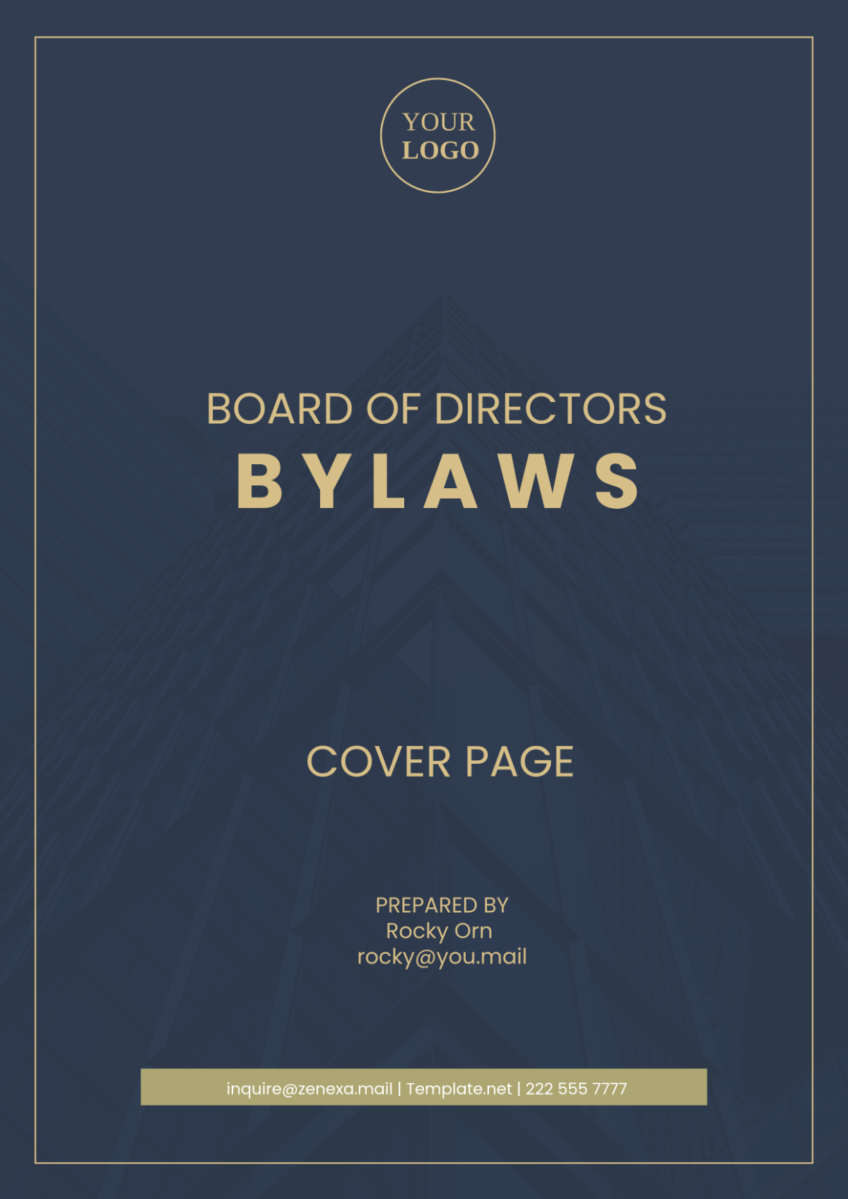 Board Of Directors Bylaws Cover Page Template - Edit Online & Download