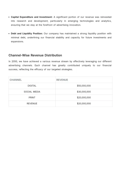 Free Multi-Channel Advertising Financial Report Template to Edit Online