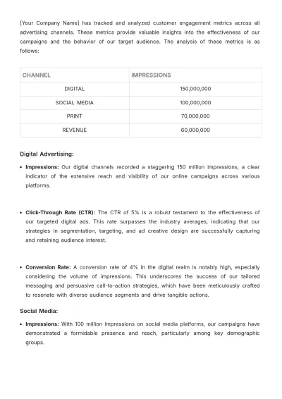 Free Multi-Channel Advertising Financial Report Template to Edit Online