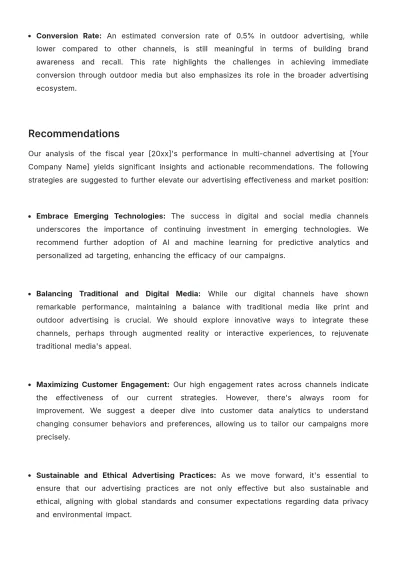 Free Multi-Channel Advertising Financial Report Template to Edit Online