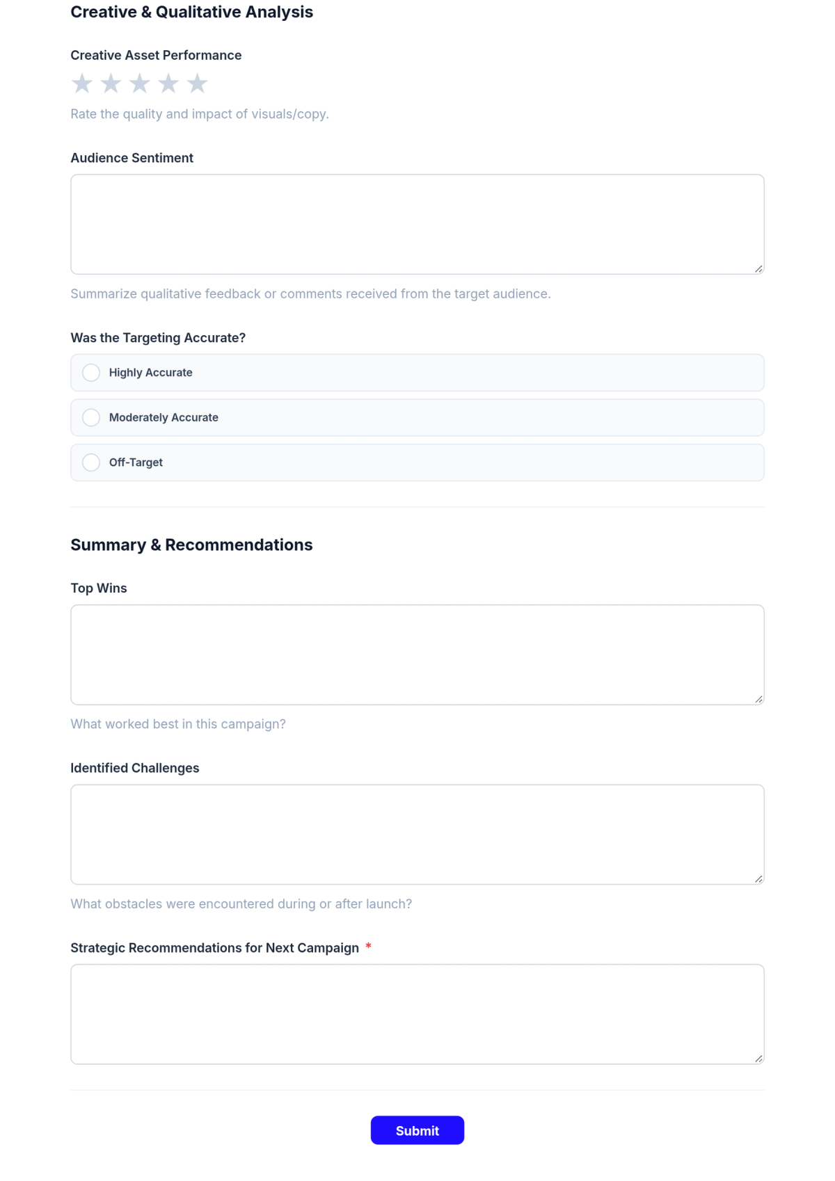 Free Advertising Post-Launch Review Form Template & AI Maker