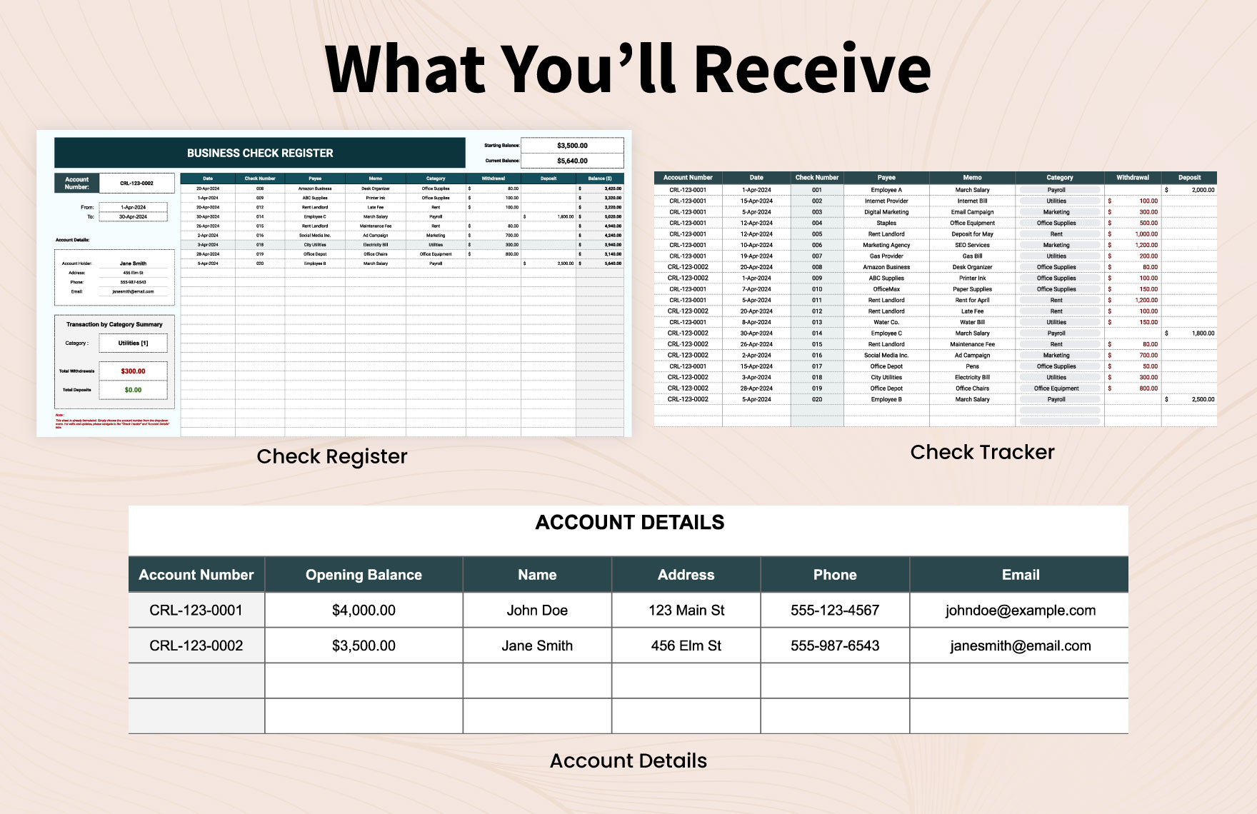 Business Check Register Template