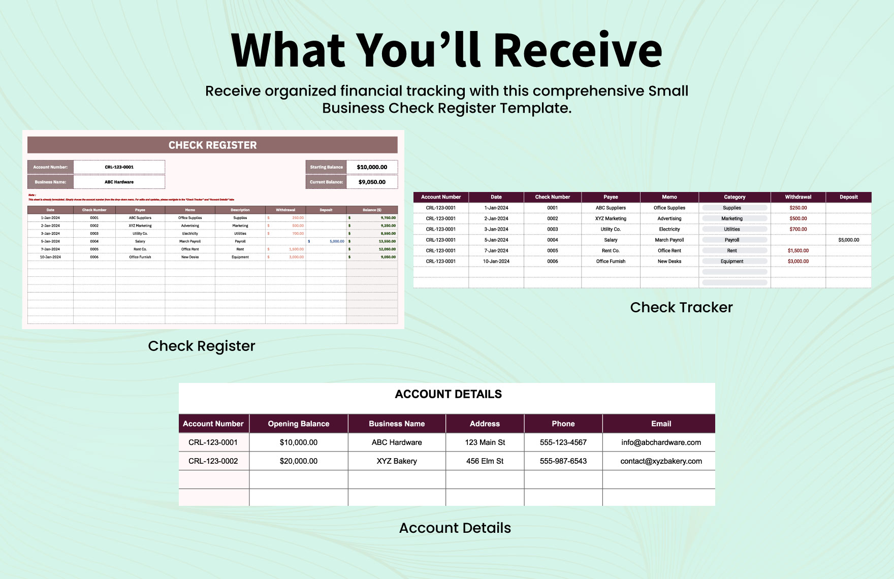 Small Business Check Register Template