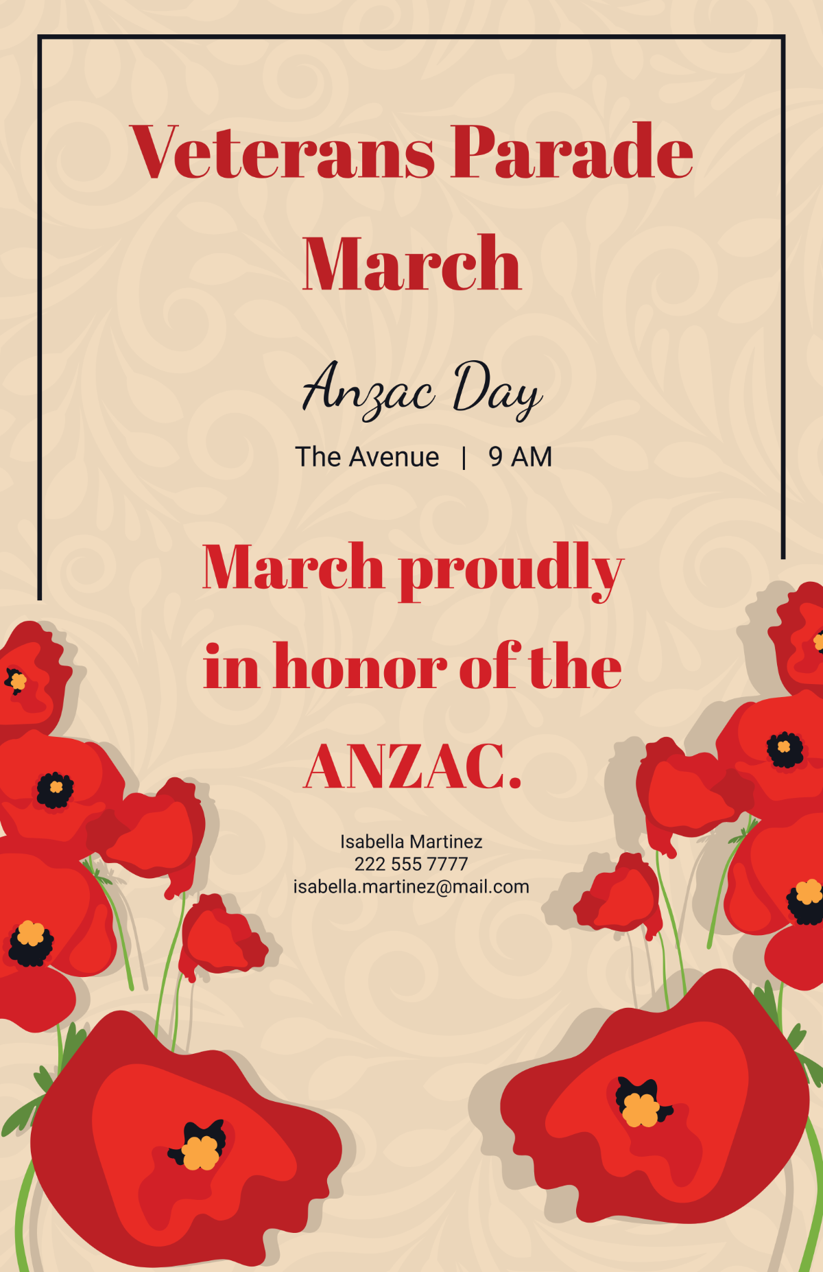 Anzac Day Invitation Card Template - Edit Online & Download