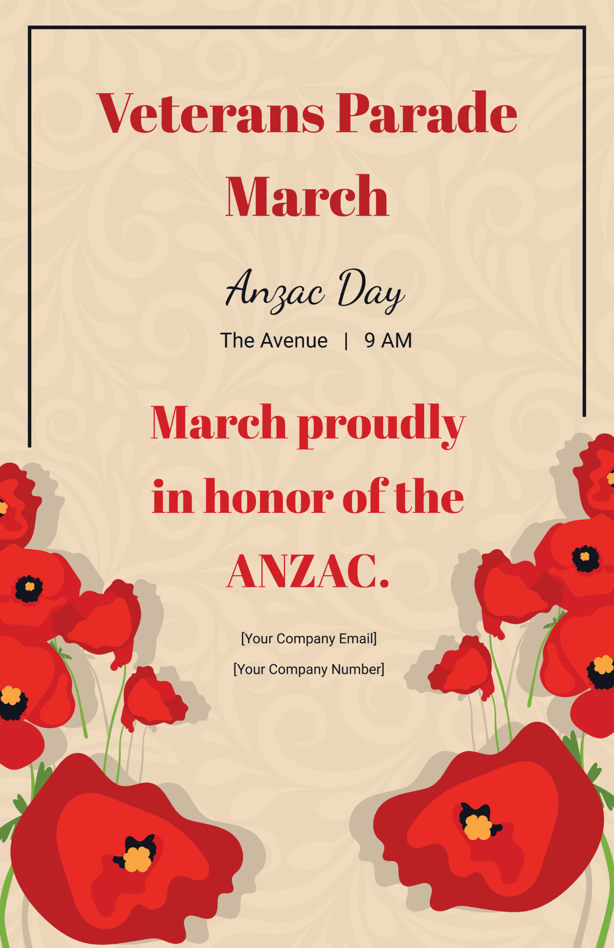 Anzac Day Invitation Card Template