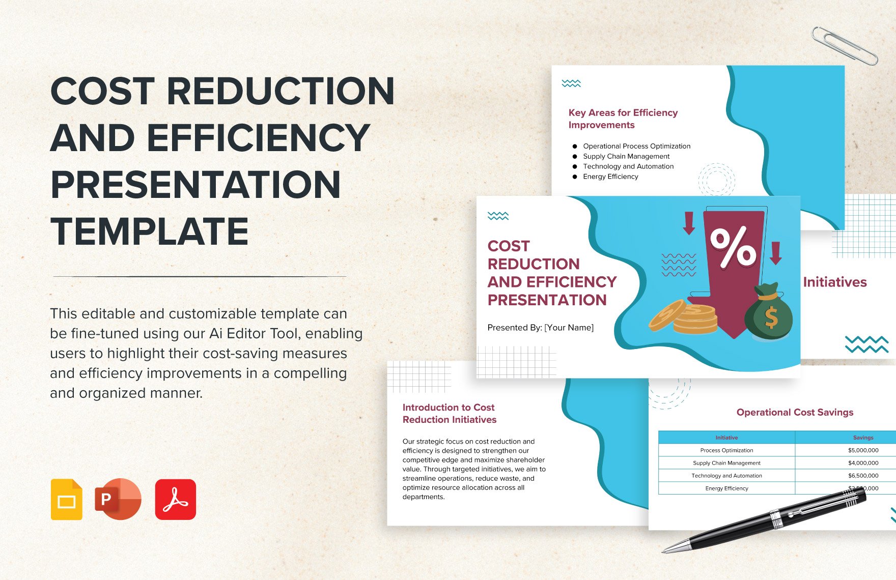 Free Cost Reduction and Efficiency Presentation Template