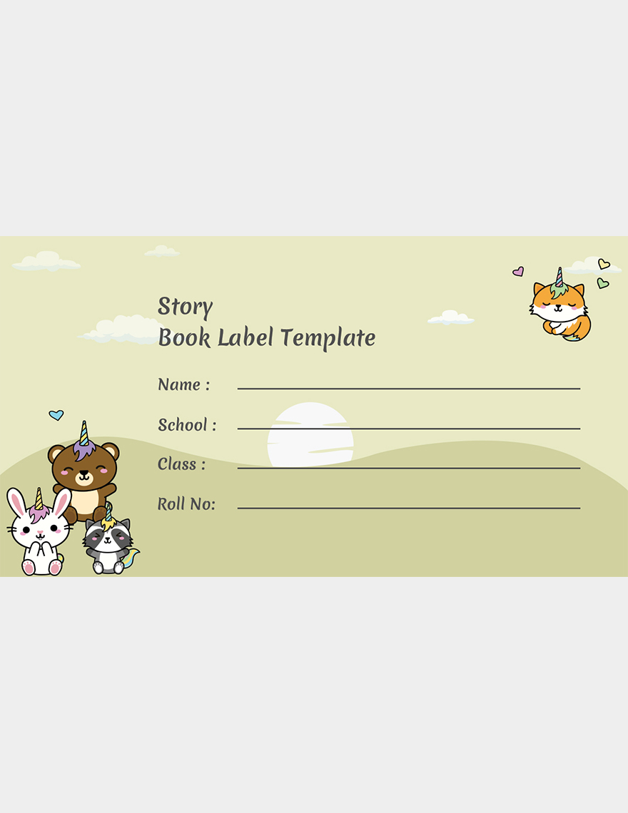 Story Book Label Template