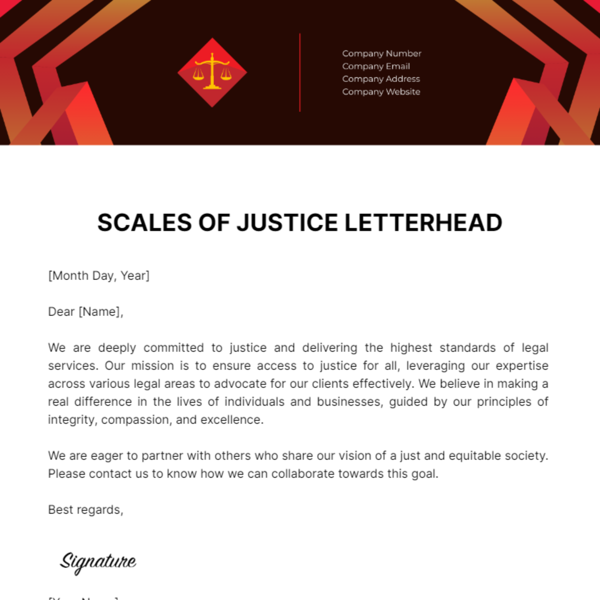 Free Scales of Justice Letterhead Template