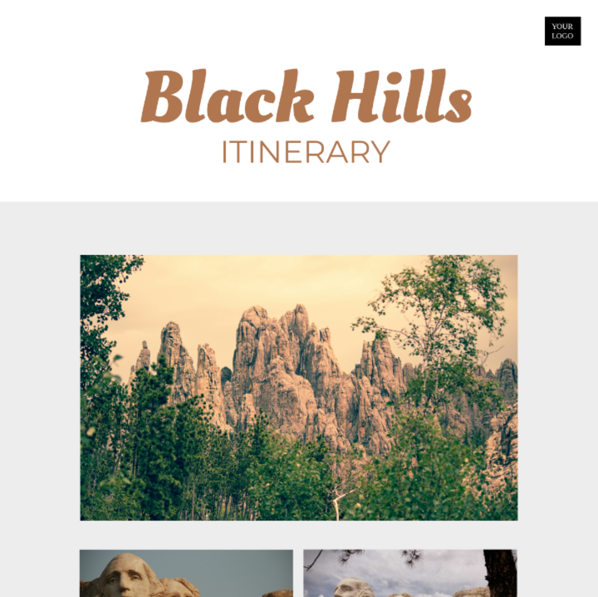 Black Hills Itinerary Template - Edit Online & Download