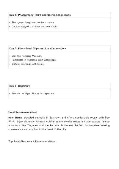 Free Faroe Island Itinerary Template to Edit Online