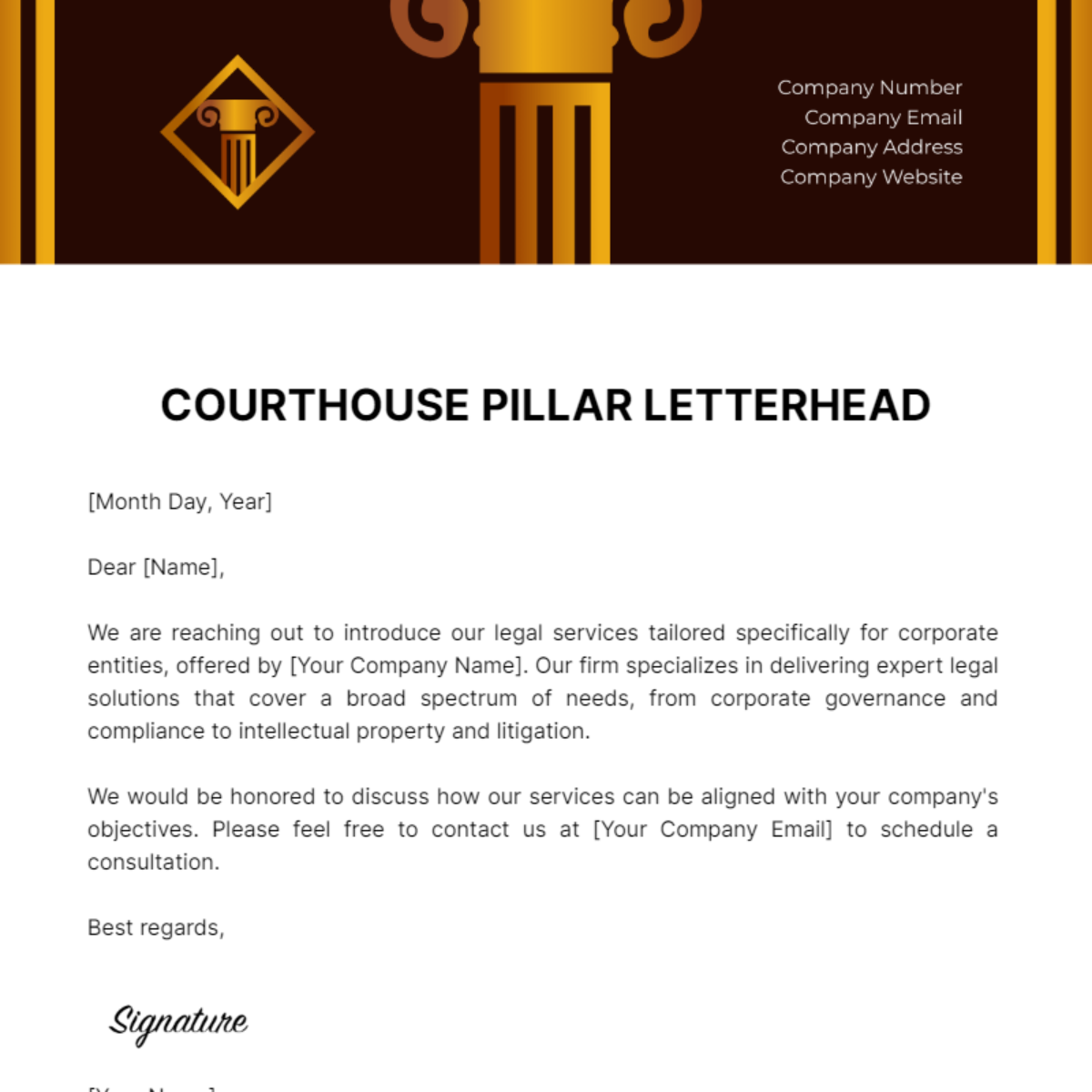 Free Courthouse Pillar Letterhead Template