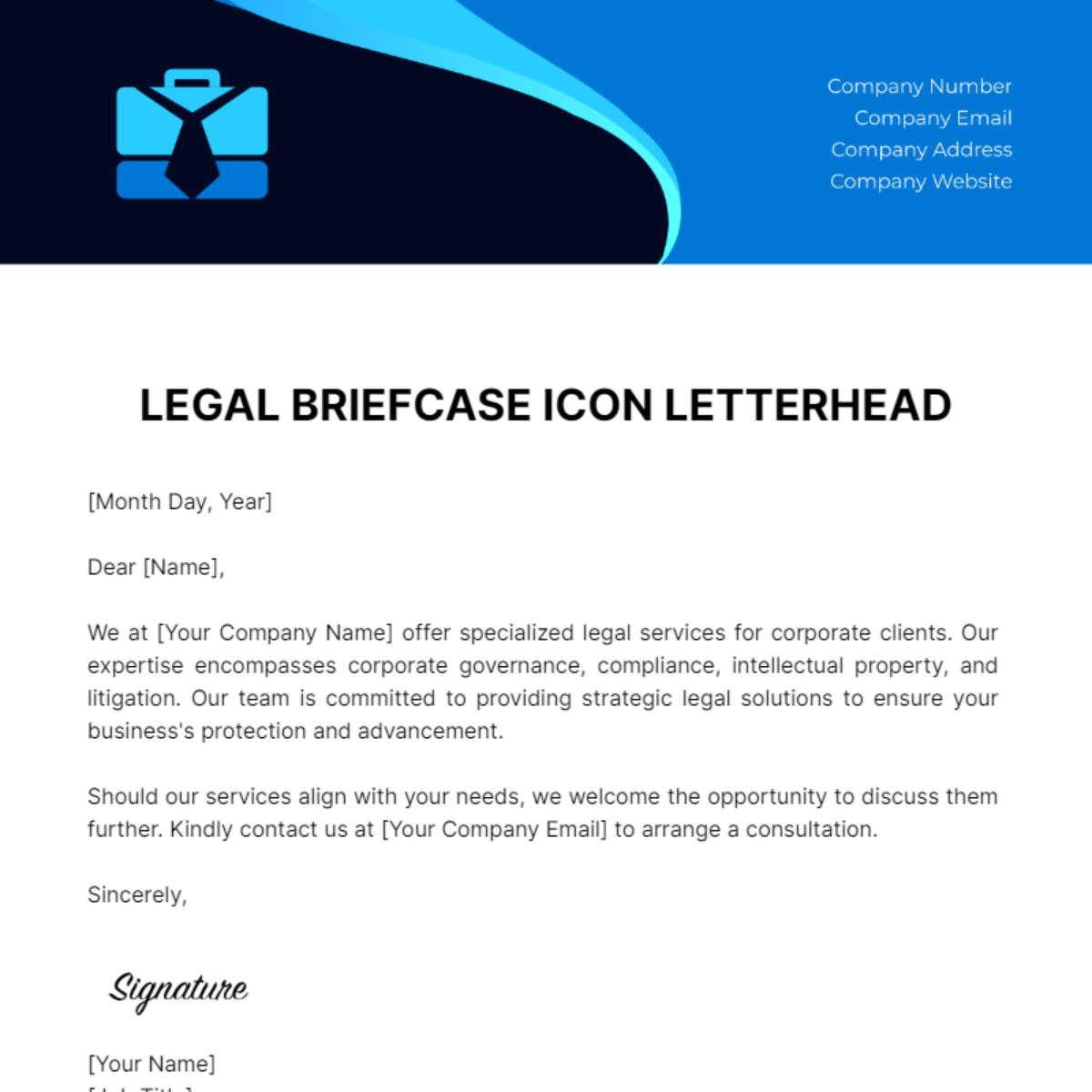 Legal Briefcase Icon Letterhead Template