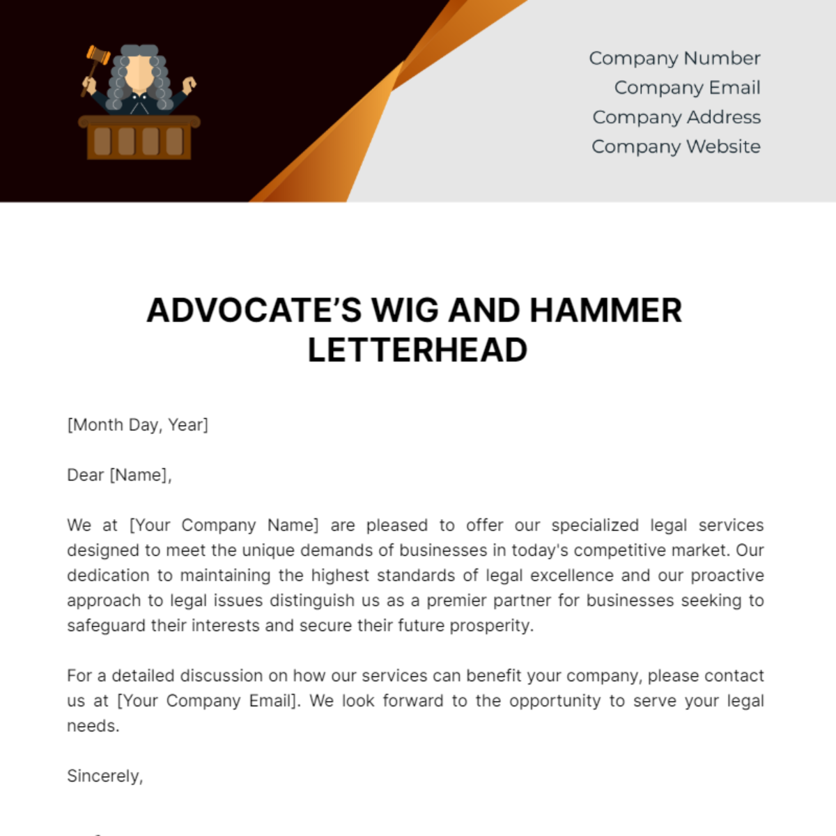 Advocate's Wig and Hammer Letterhead Template