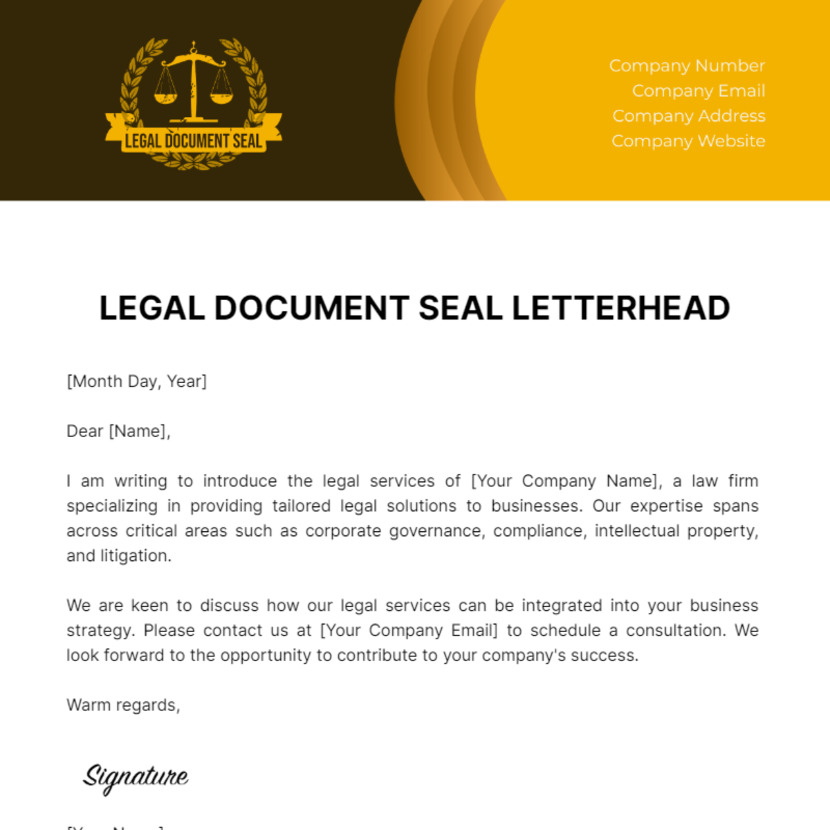 Legal Document Seal Letterhead Template