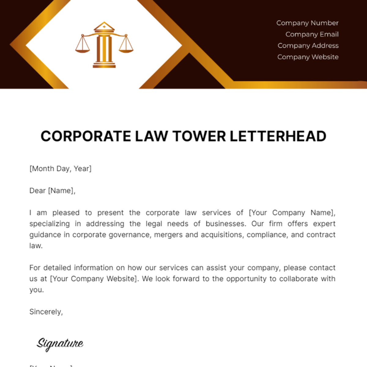 Free Corporate Law Tower Letterhead Template