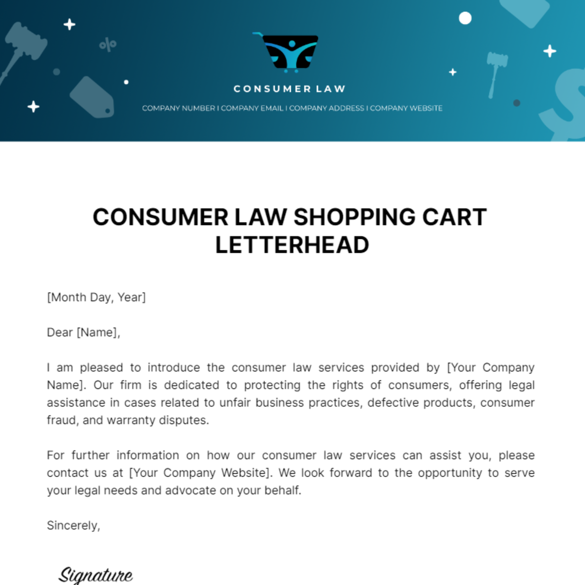 Consumer Law Shopping Cart Letterhead Template